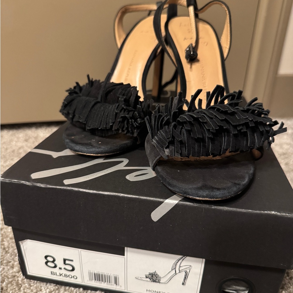 Banana Republic Black Fringe Heeled Sandals - Picture 2 of 5